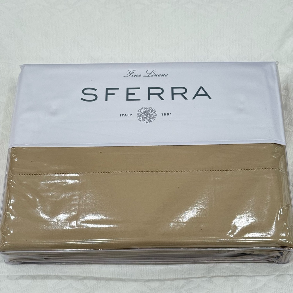 SFERRA MATTEO SATEEN 4-PIECE CAL-KING SHEET SET OAT MADE IN ITALY